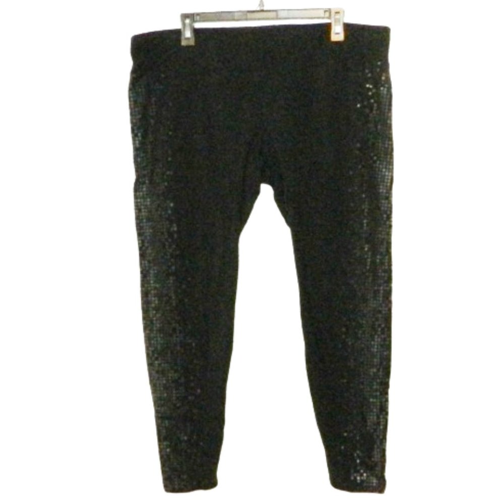 Andrew Marc New York $58 Black Fitness Tight Reflective Squares Black Sz 2X NWT!